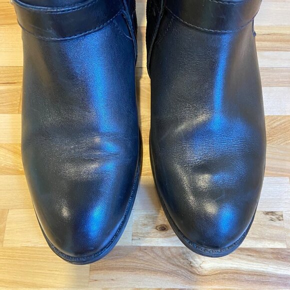 Lauren Ralph Lauren Black Leather Knee-High Margarite Boots Size 9 Buckle Detail - Picture 5 of 16